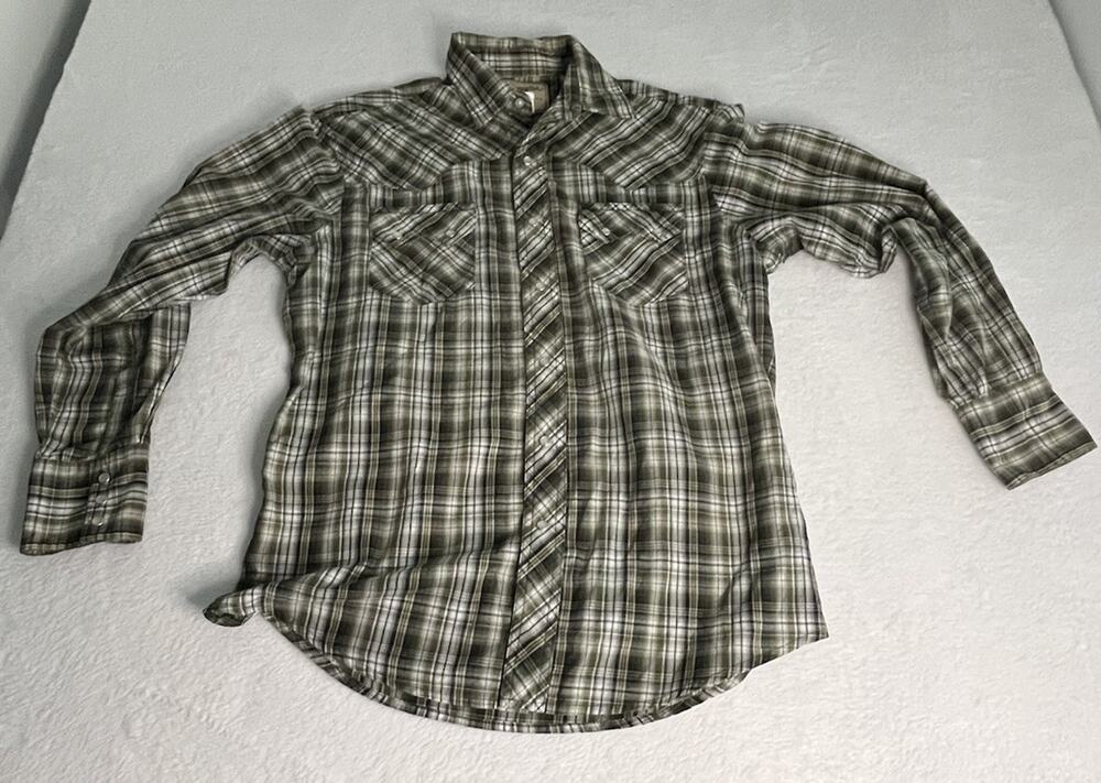 Wrangler Outdoor Pearl Snap Button Western Shirt Long Sleeve Men’s Size Medium
